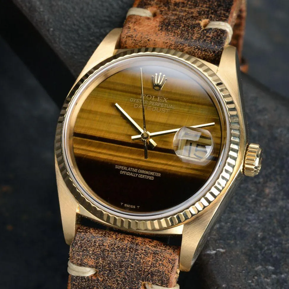 ROLEX 18 KT GOLD DATEJUST 16018 ‘TIGER EYE’