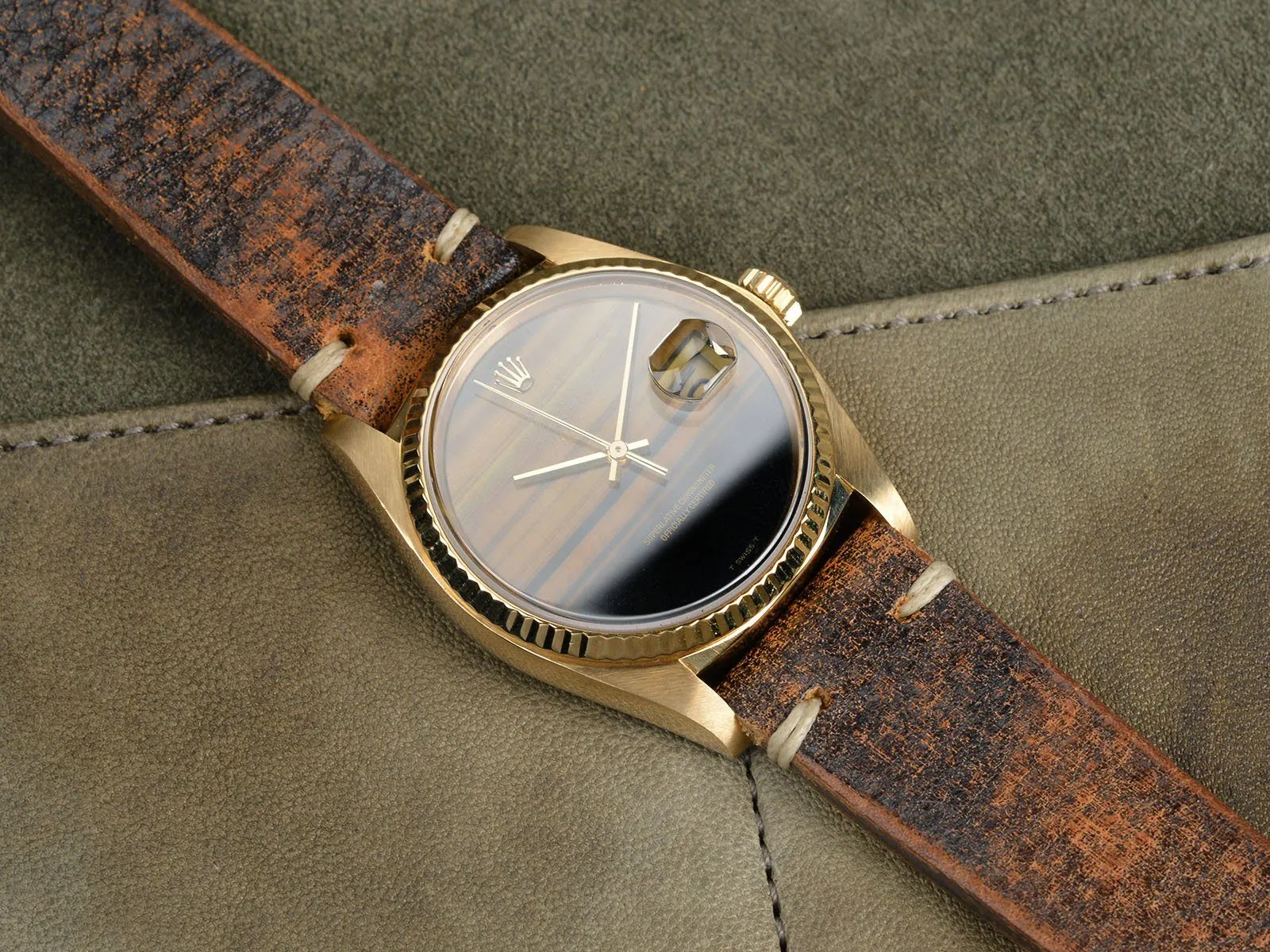 ROLEX 18 KT GOLD DATEJUST 16018 ‘TIGER EYE’