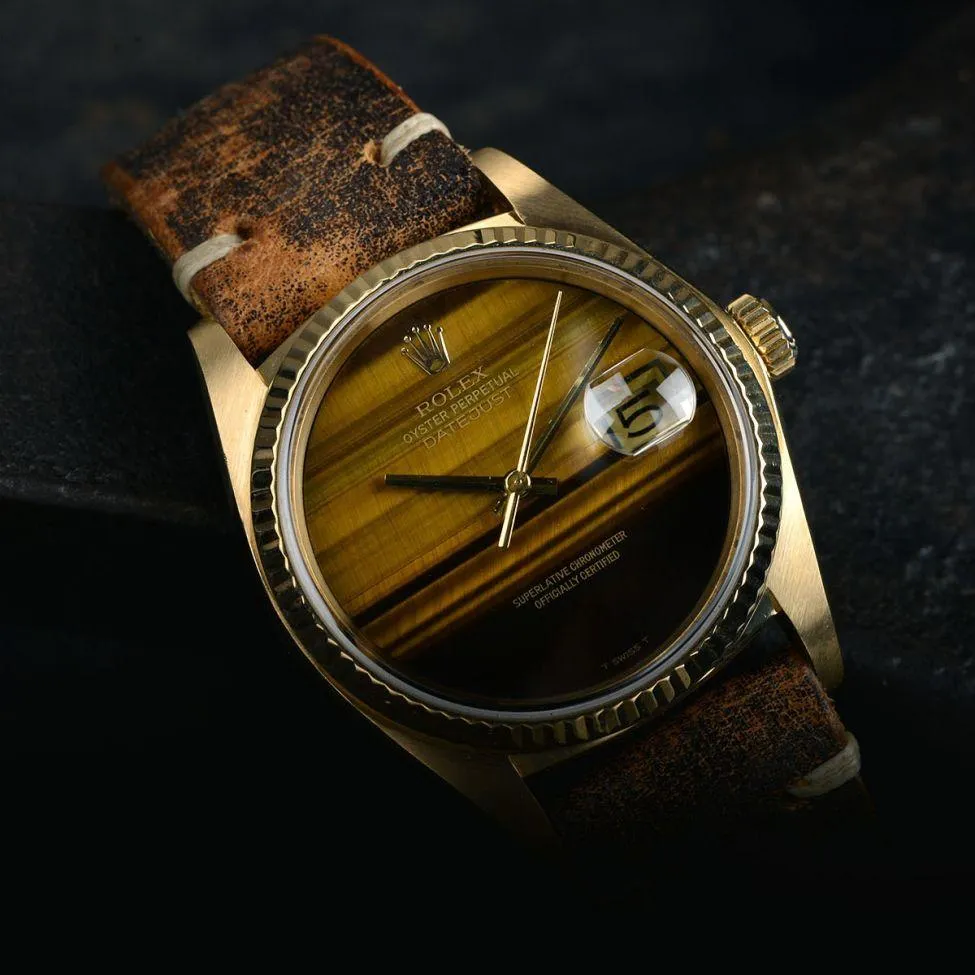 ROLEX 18 KT GOLD DATEJUST 16018 ‘TIGER EYE’
