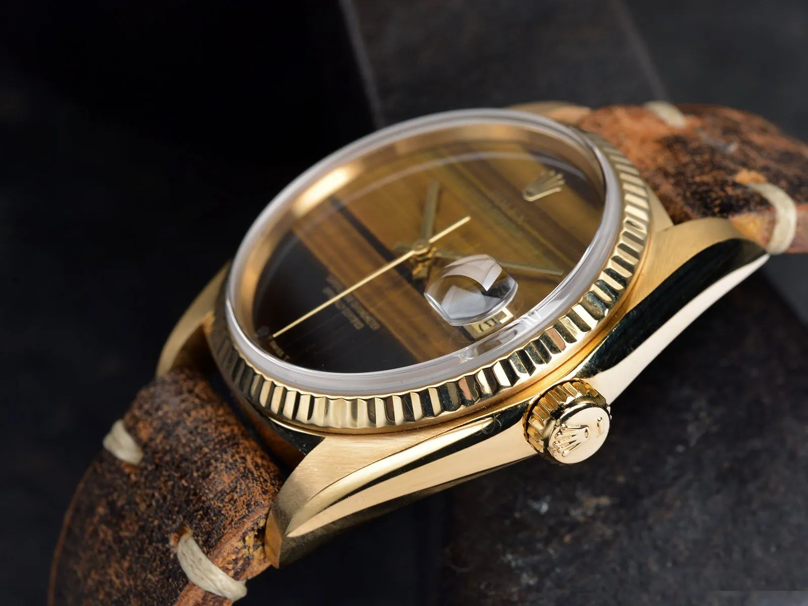 ROLEX 18 KT GOLD DATEJUST 16018 ‘TIGER EYE’