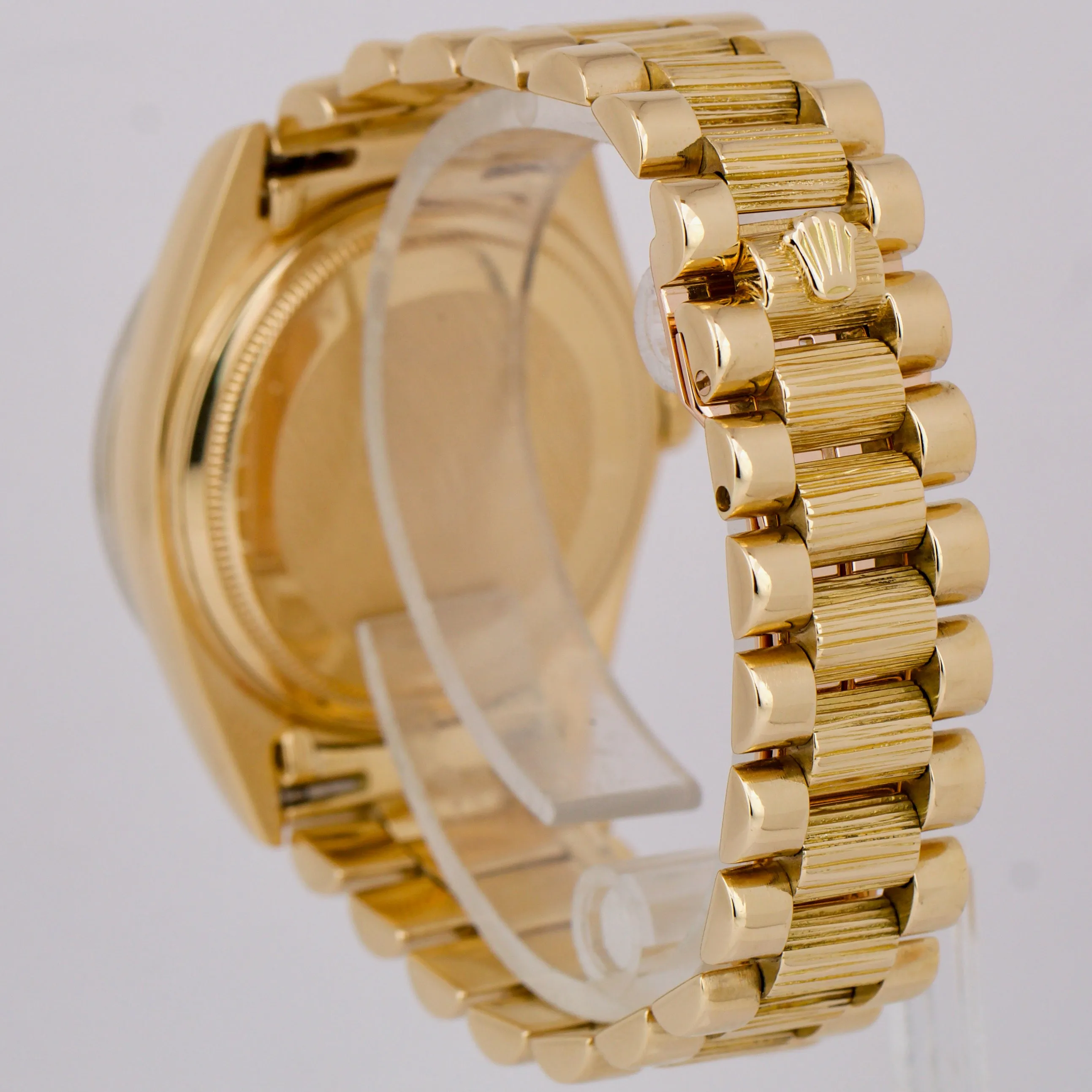 Rolex Day-Date President 36mm DIAMOND Champagne BARK 18K Yellow Gold Watch 18038