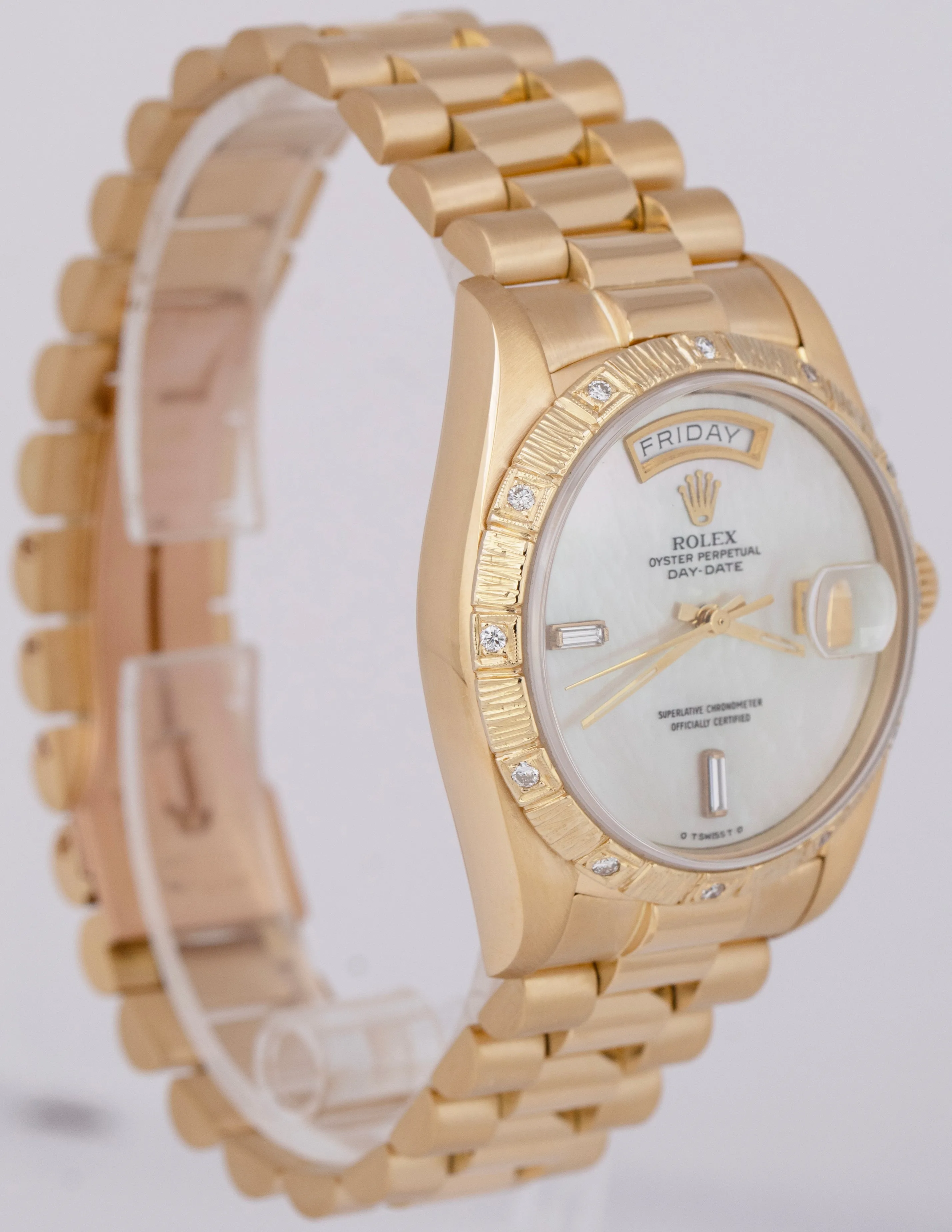 Rolex Day-Date President Mother Of Pearl DIAMOND Dial 36mm 18K Gold Watch 18038