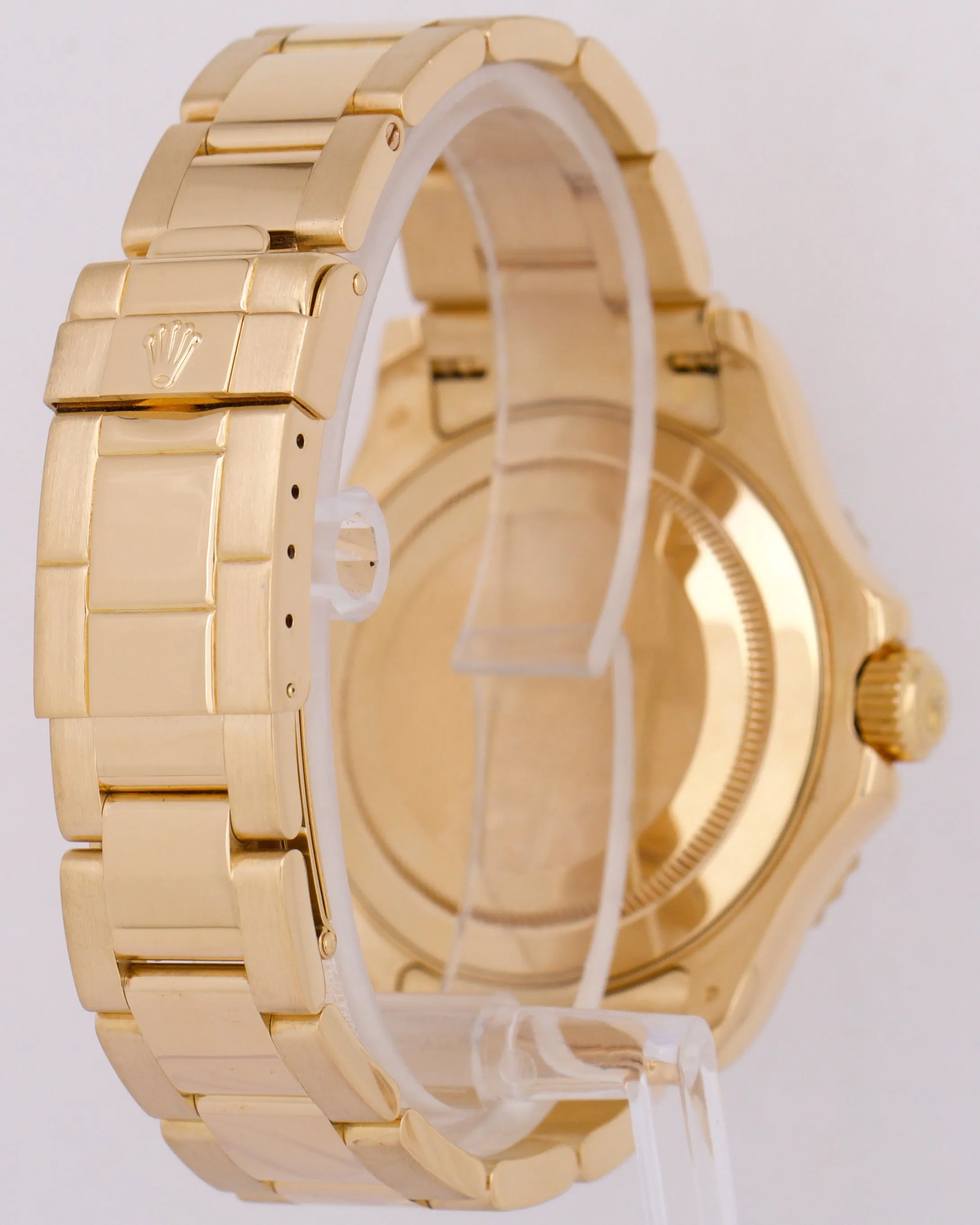 Rolex Yacht-Master 40mm WHITE 18K Yellow Gold NO-HOLES Oyster Date Watch 16628