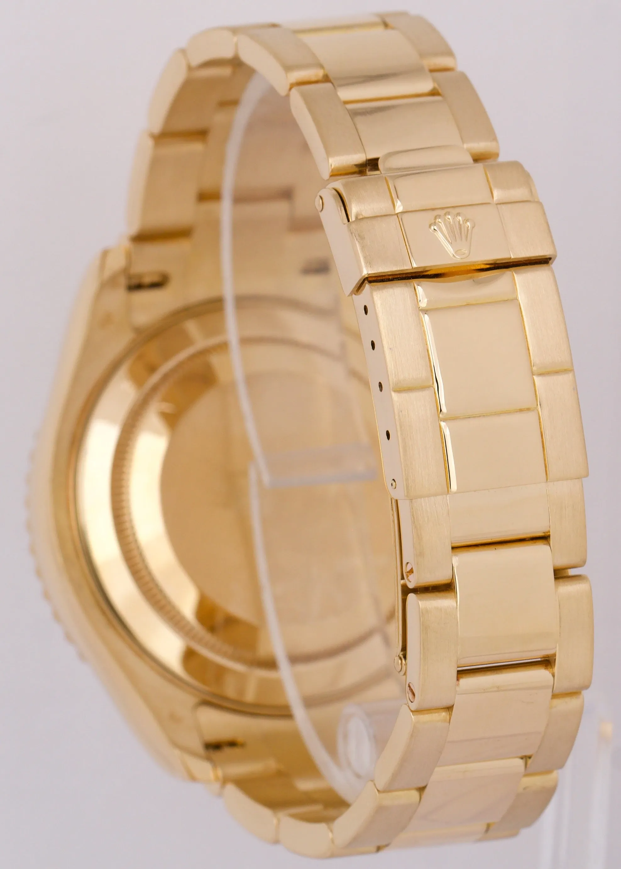 Rolex Yacht-Master 40mm WHITE 18K Yellow Gold NO-HOLES Oyster Date Watch 16628