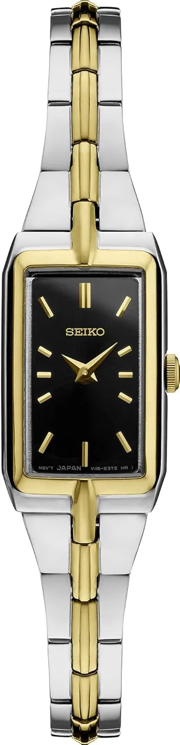 SEIKO Jewelry-Inspired Stainless Steel Watches for Women with Push 3-Fold Bracelet and Scratch-Resistant Hardlex Crystal, 30m Water-Resistant