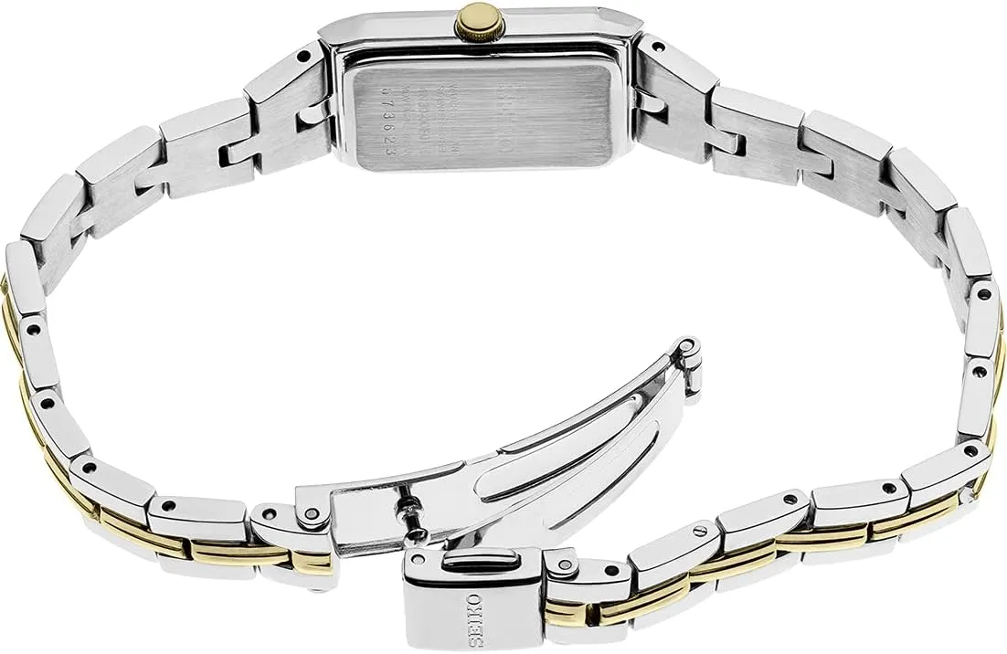 SEIKO Jewelry-Inspired Stainless Steel Watches for Women with Push 3-Fold Bracelet and Scratch-Resistant Hardlex Crystal, 30m Water-Resistant