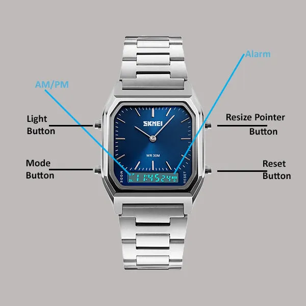 SKMEI Mens Fashionable Watch, Dual Analog w Digital, 30M Water Resistant