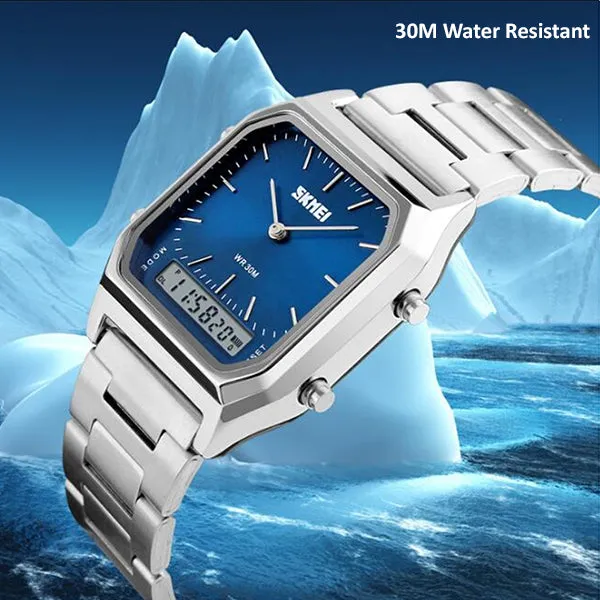 SKMEI Mens Fashionable Watch, Dual Analog w Digital, 30M Water Resistant