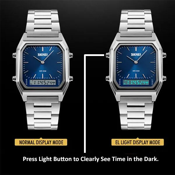 SKMEI Mens Fashionable Watch, Dual Analog w Digital, 30M Water Resistant