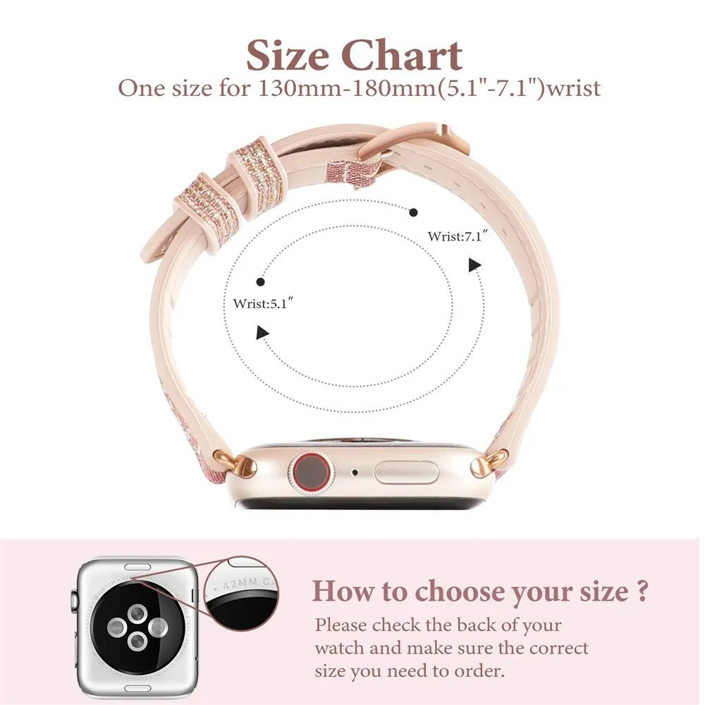 Sparkly Diamond Silicone Leather Strap for Apple Watch 44/41/45 40/42mm Band   Bling Case