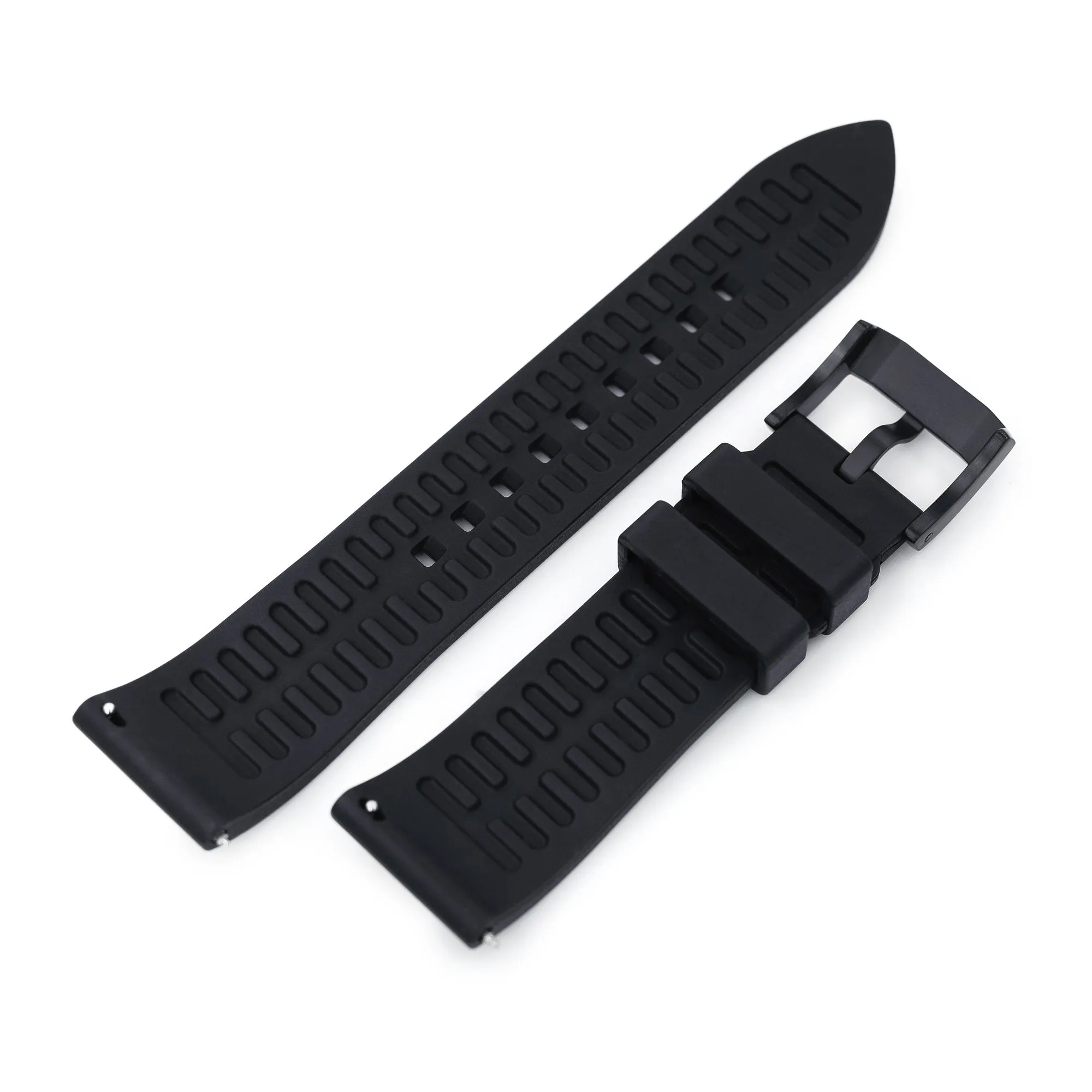 Straight End FKM Black Rubber Quick Release, PVD Buckle