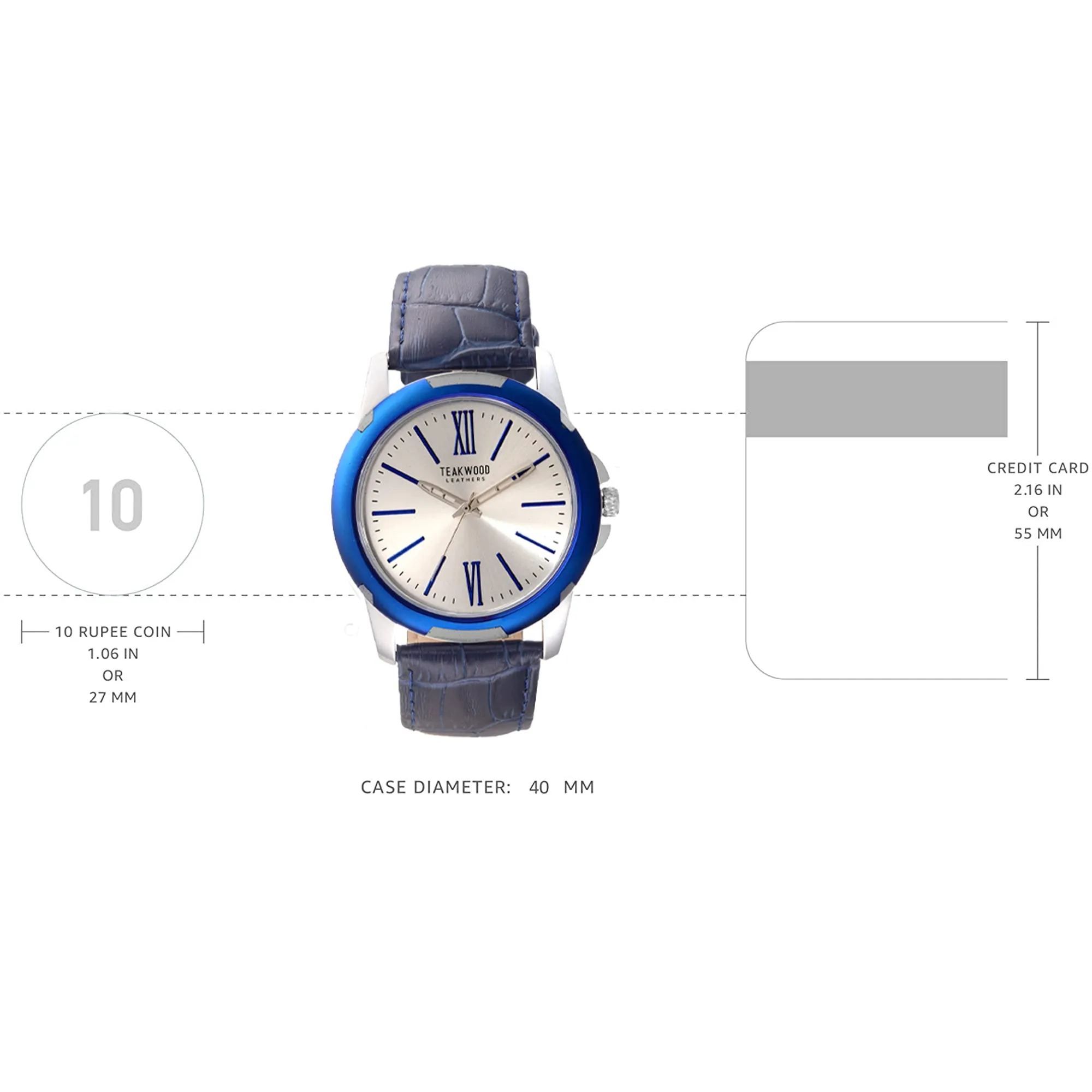 Teakwood leather Blue Men Analog Watch
