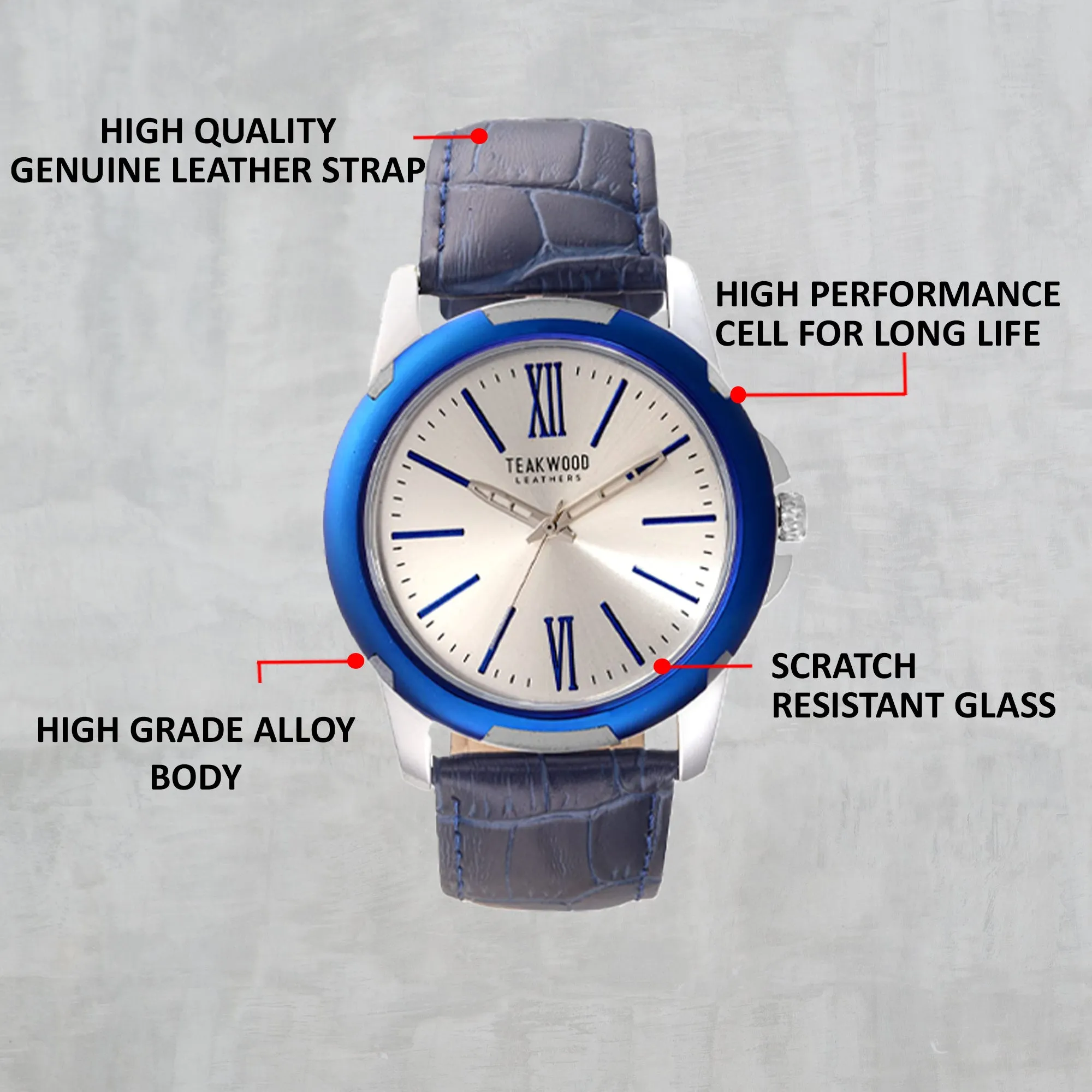 Teakwood leather Blue Men Analog Watch