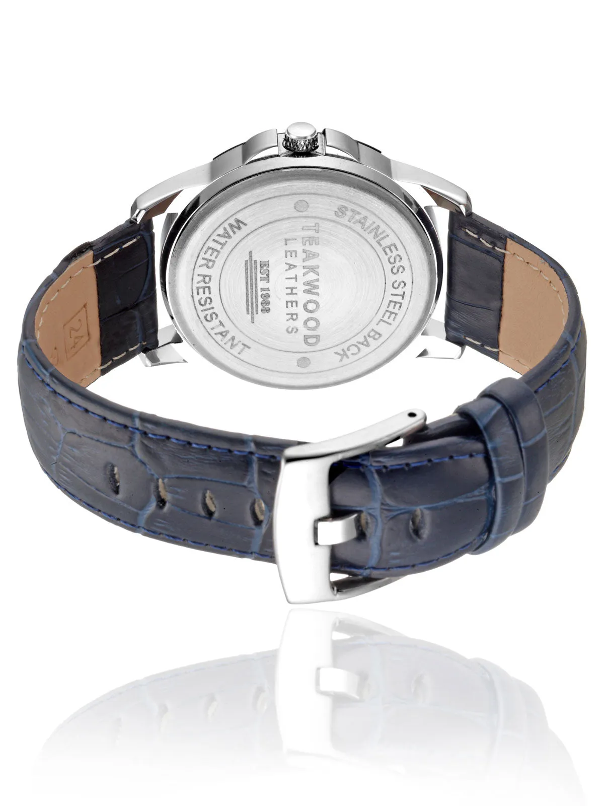Teakwood leather Blue Men Analog Watch