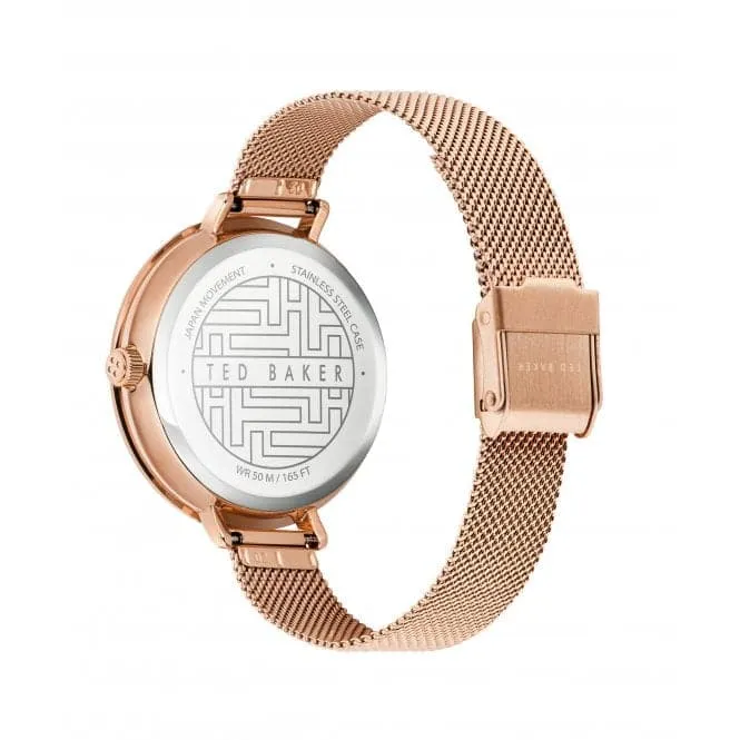 Ted Baker Ladies Ammy Floral  Rose Gold Tone Mesh Watch BKPAMF104
