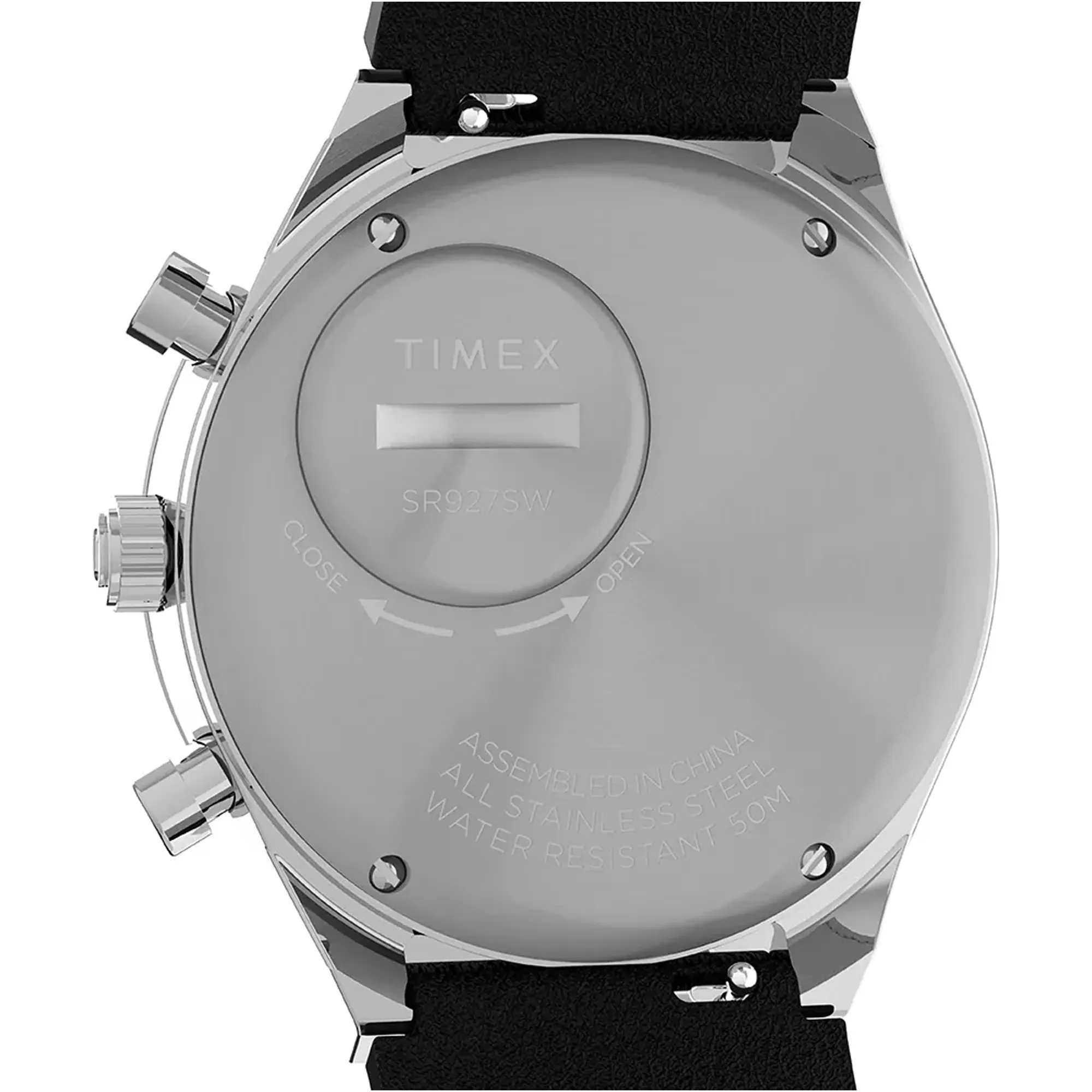 Timex Mens Q Timex Chronograph White Dial Black Strap