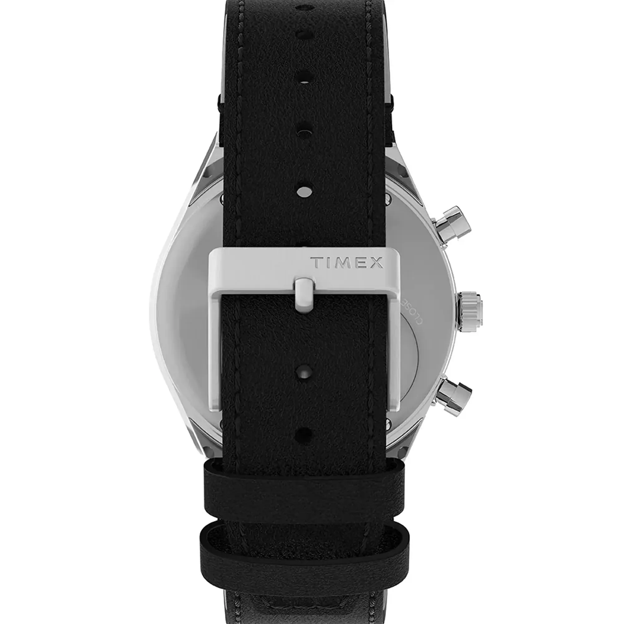 Timex Mens Q Timex Chronograph White Dial Black Strap