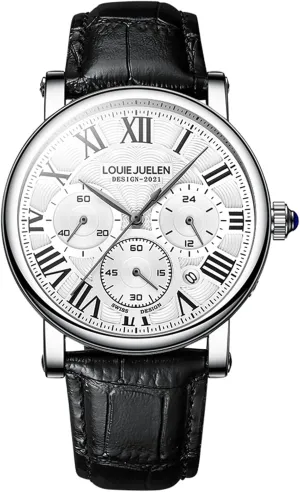 TOOCAT Men's Multifunction Watch, Business Quartz Wristwatch Leather Band Roman Numerals 30M Waterproof Calendar Chronograph Analog Wristwatch Suitable for Business Men College Students
