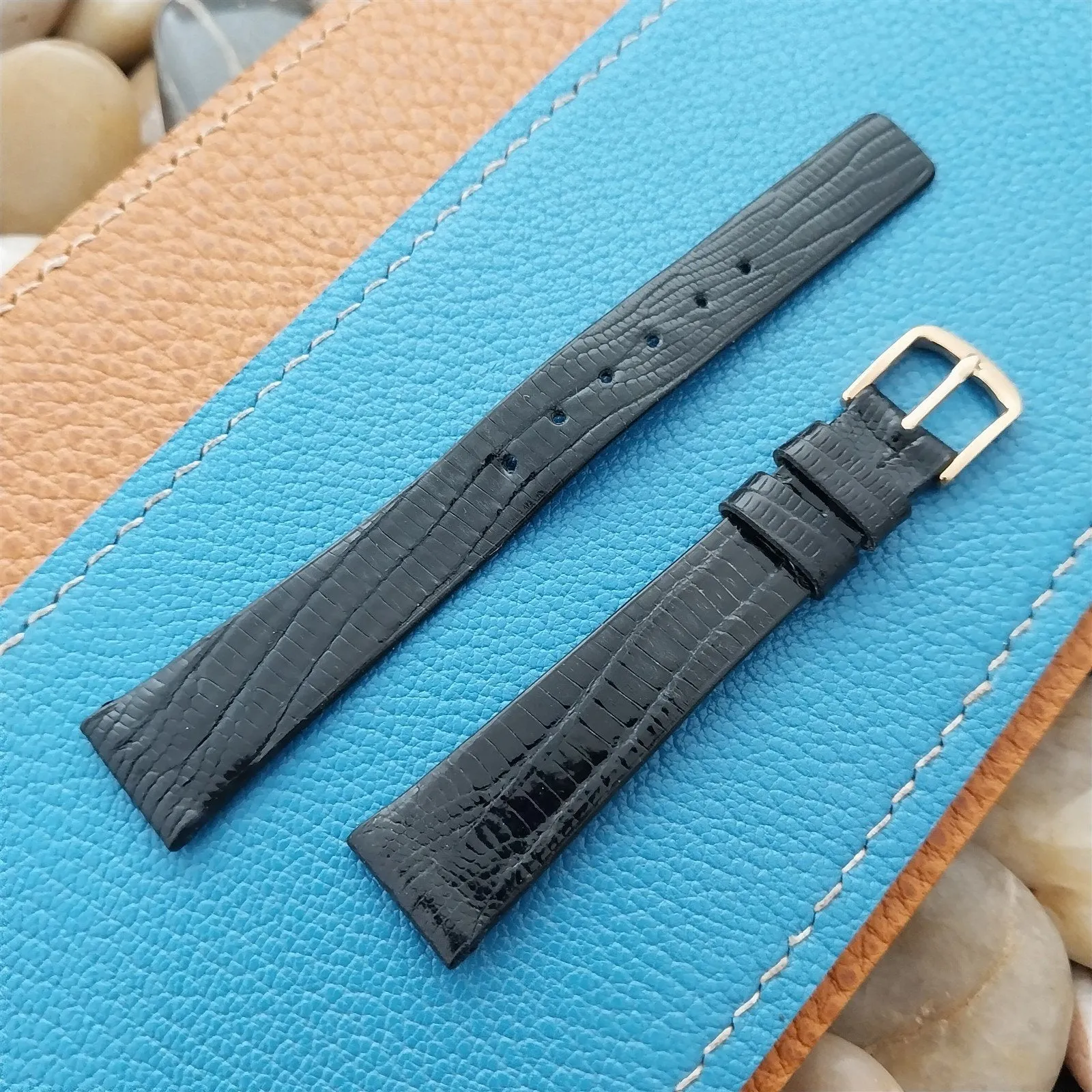 Vintage 14mm Seiko Lizard Classic Unused Watch Band & Gold-Tone Logo Buckle