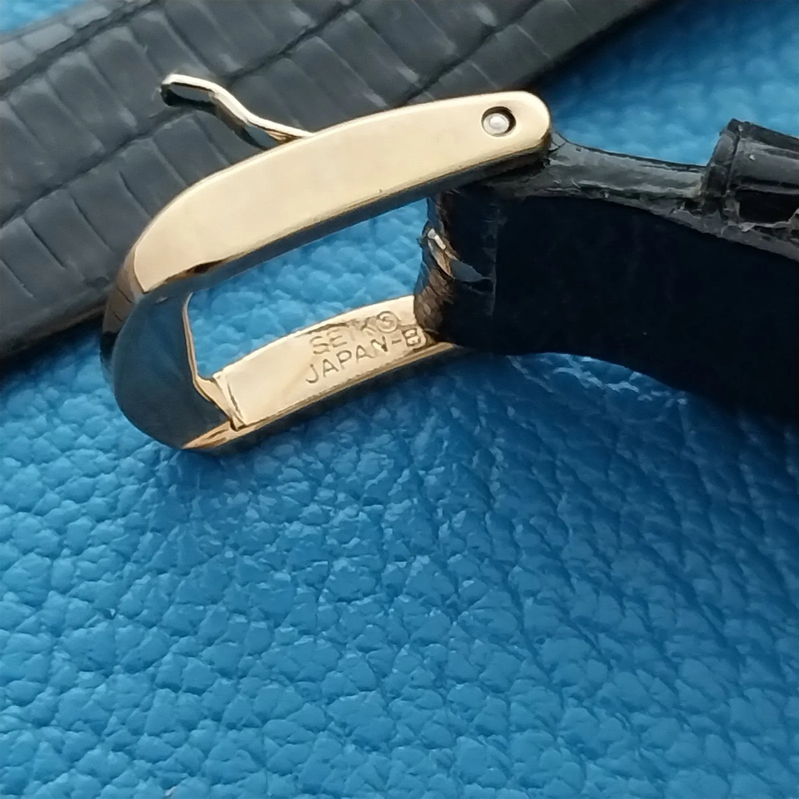 Vintage 14mm Seiko Lizard Classic Unused Watch Band & Gold-Tone Logo Buckle