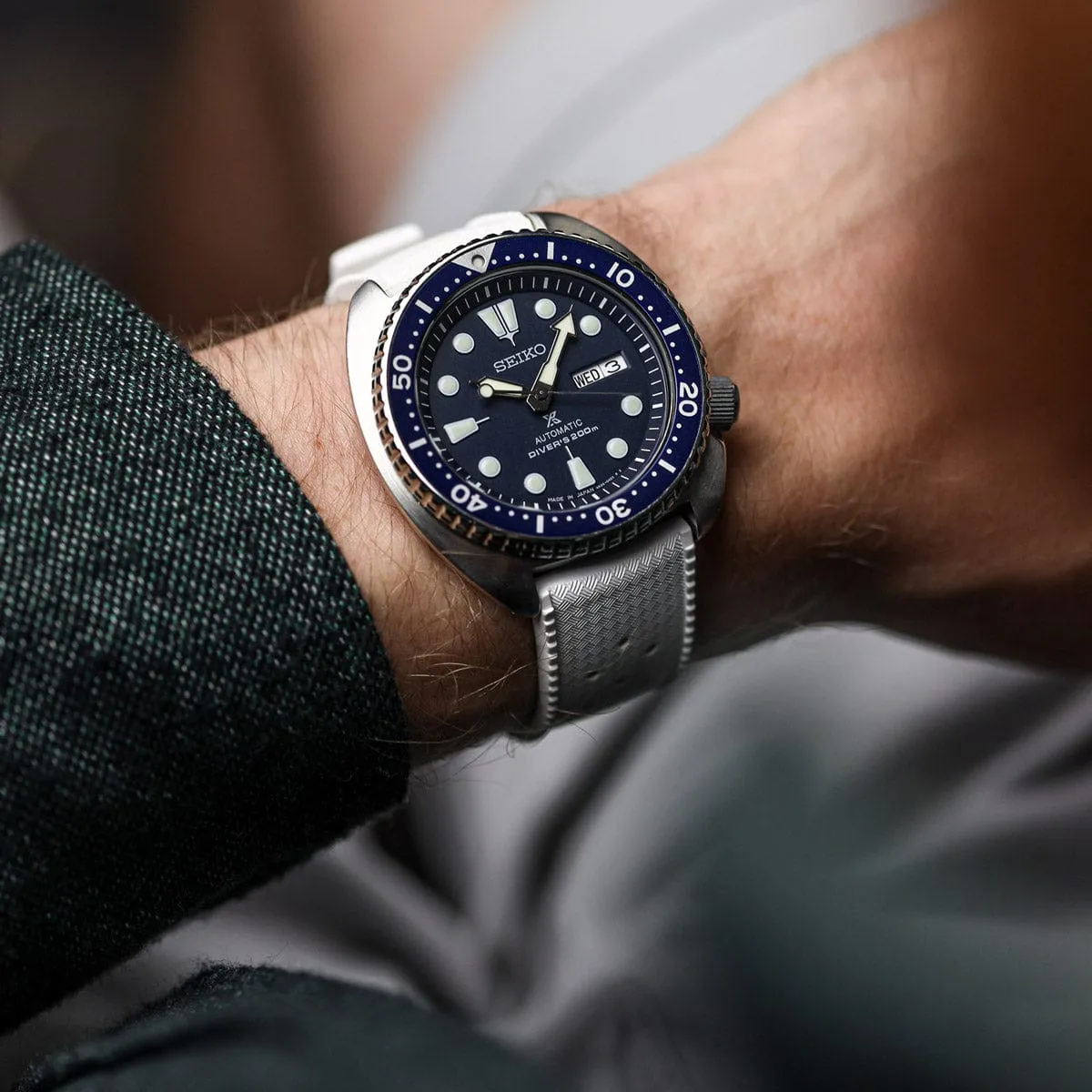 Vintage Style Perforated Rubber Watch Strap - White