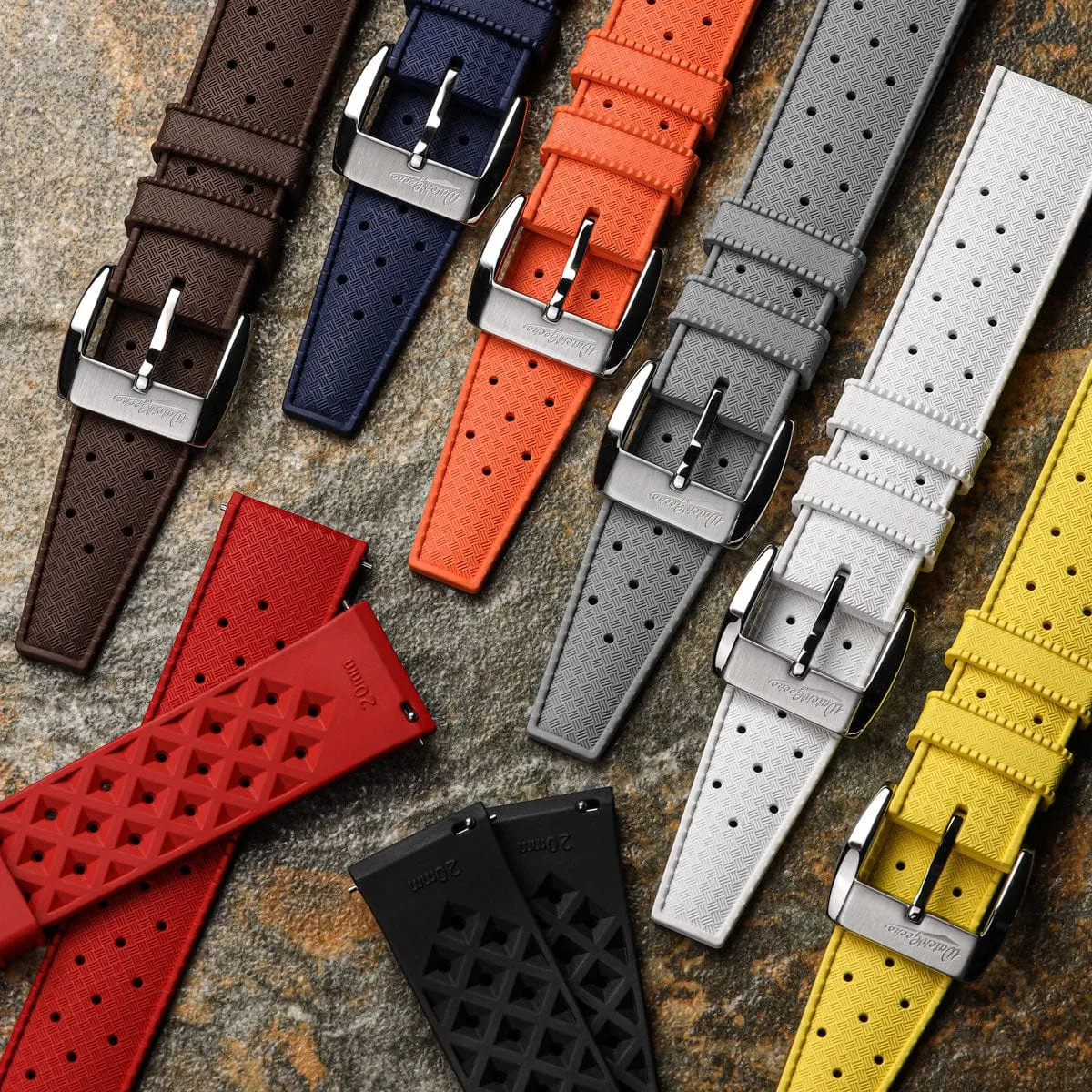 Vintage Style Perforated Rubber Watch Strap - White