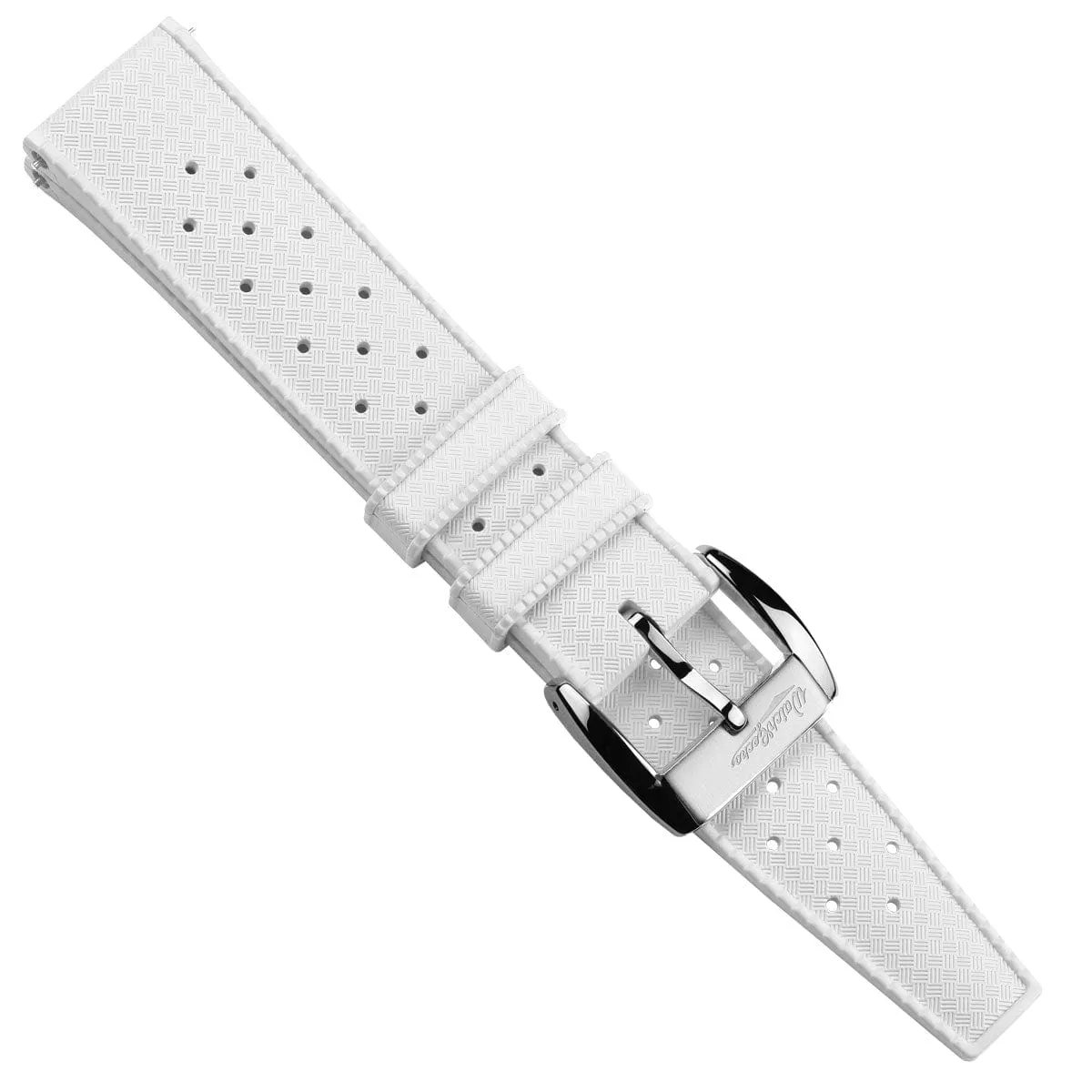 Vintage Style Perforated Rubber Watch Strap - White