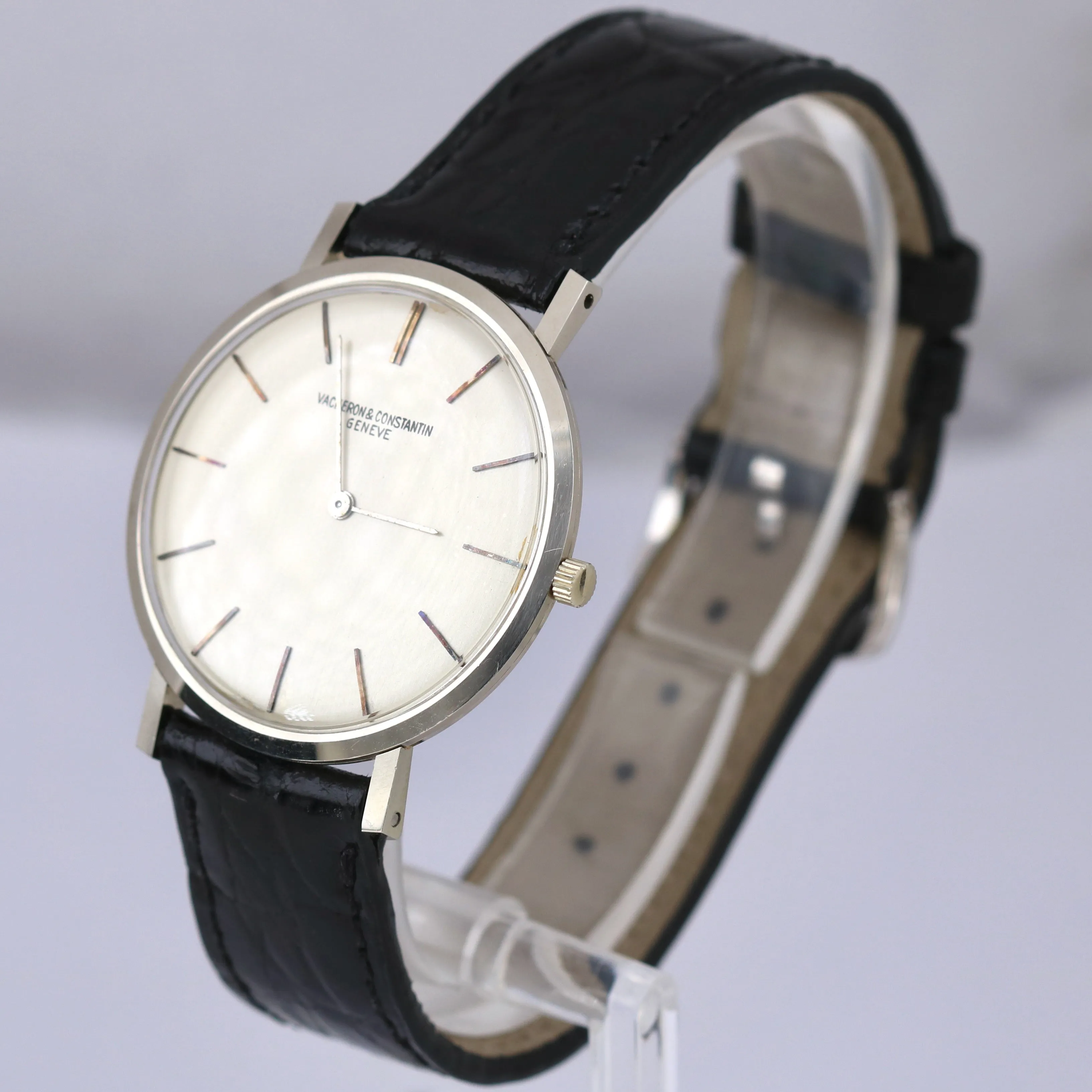 VINTAGE Vacheron Constantin Patrimony 50607 White Gold Leather 33mm Manual Watch