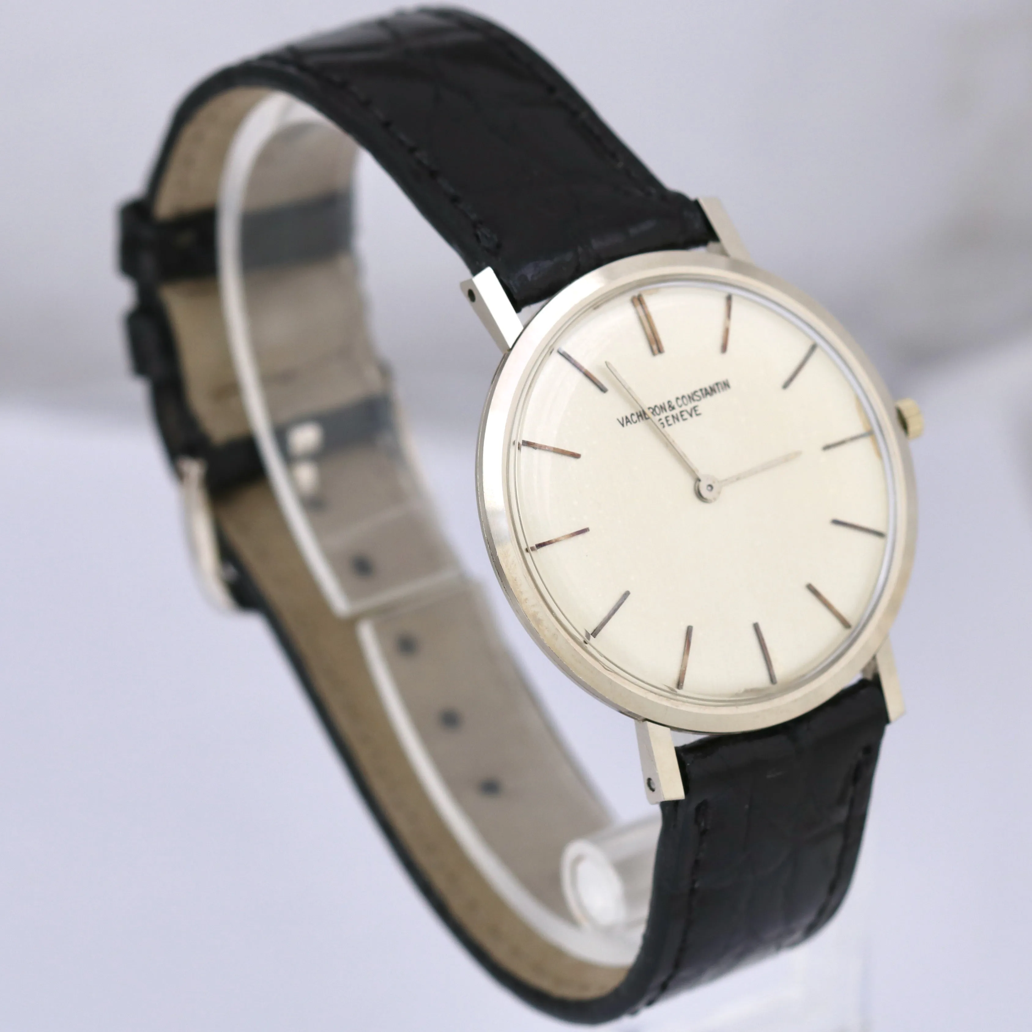 VINTAGE Vacheron Constantin Patrimony 50607 White Gold Leather 33mm Manual Watch