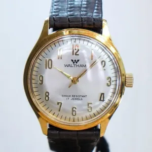Vintage WALTHAM Watch 17 Jewels Shock Resistant 34mm Wristwatch CN-200-140