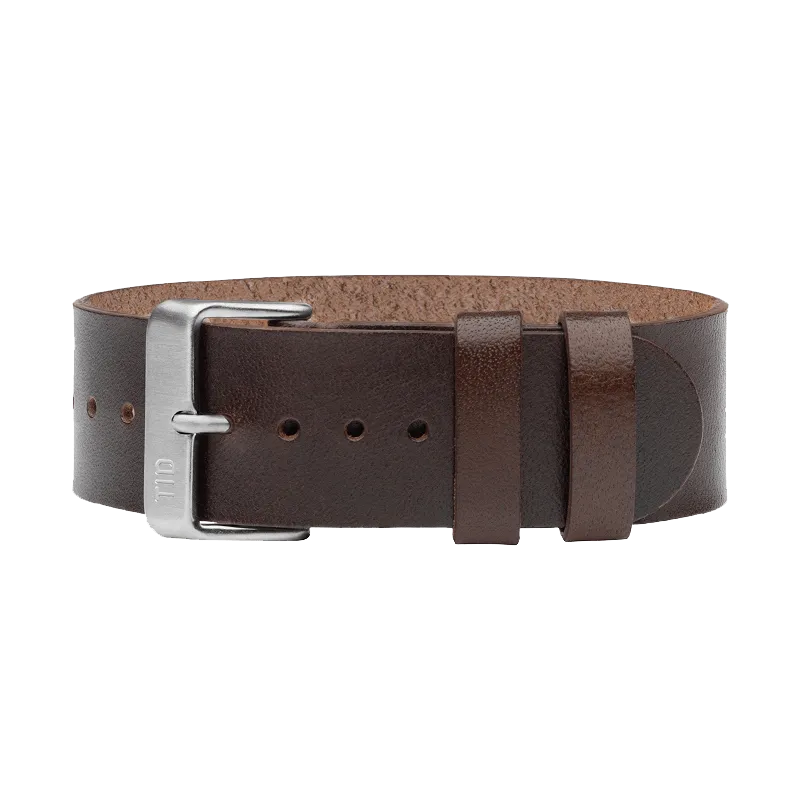 Walnut Leather Strap with Black / Steel / Gold Buckle