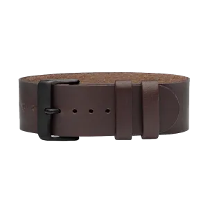 Walnut Leather Strap with Black / Steel / Gold Buckle