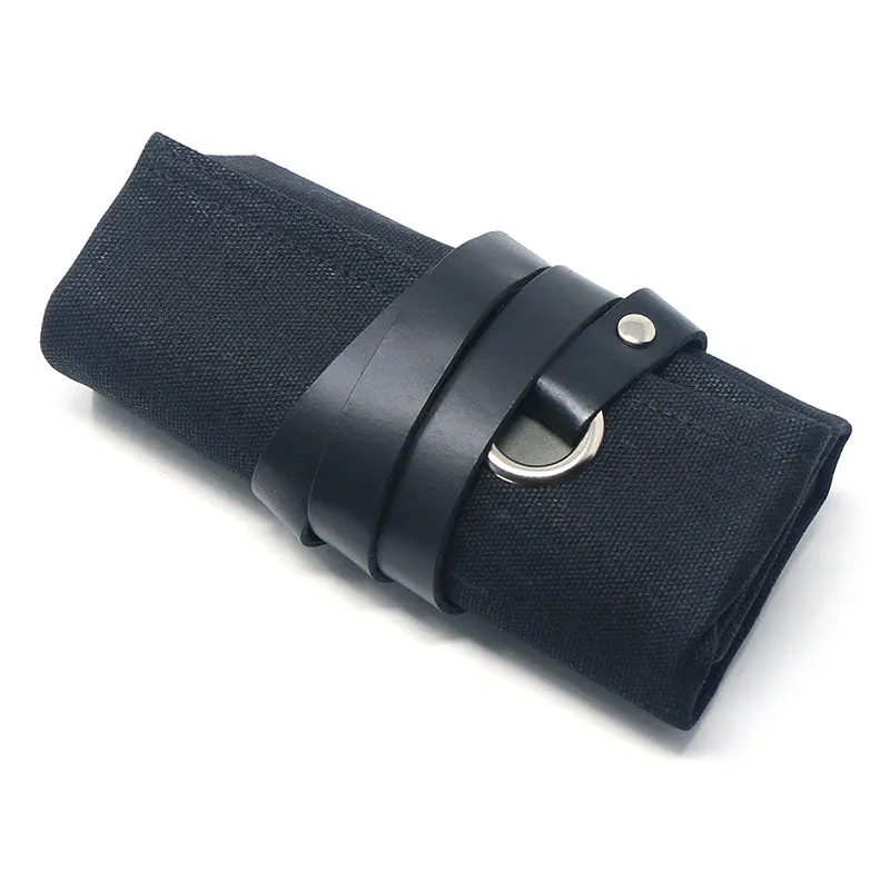 Waxed Canvas Watch Roll for 5 Watches