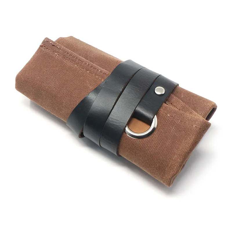 Waxed Canvas Watch Roll for 5 Watches