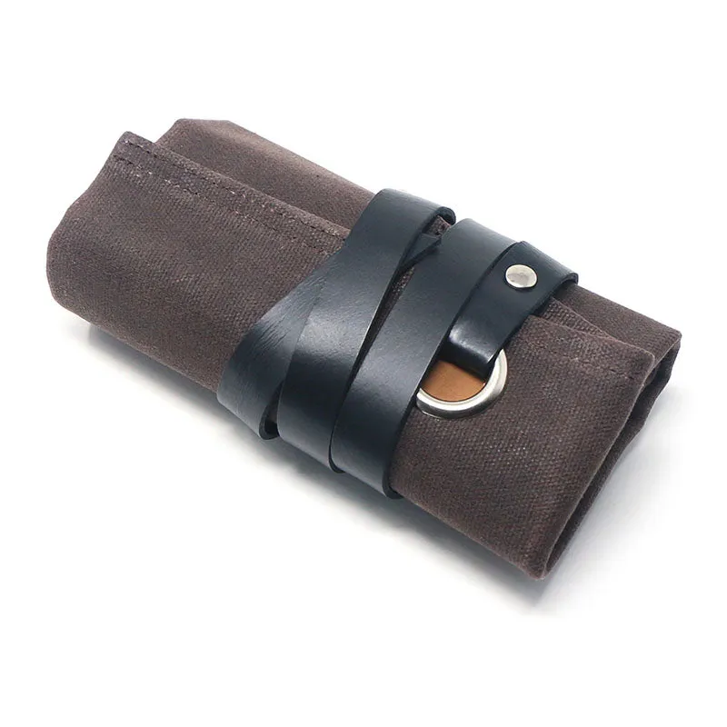 Waxed Canvas Watch Roll for 5 Watches