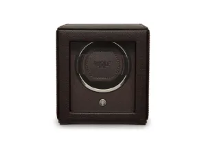 WOLF Brown Vegan Leather Cub Single Watch Winder w/ Cover