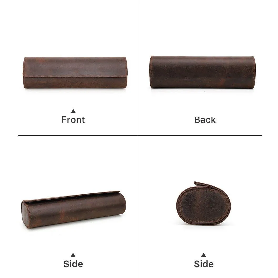 Woosir Leather Watch Roll Case for 4 Watches