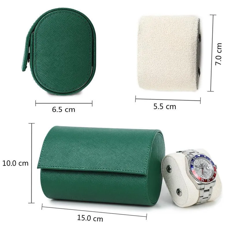 Woosir Trend Leather Watch Roll Case for 2 Watches