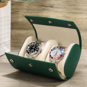 Woosir Trend Leather Watch Roll Case for 2 Watches