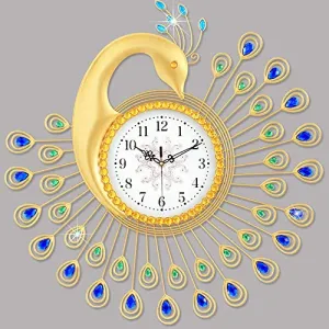 WWFF European Modern Minimalist Living Room Decorative Artist Watches with Quartz Clock Mute Creative Clock Peacock 70 24cm