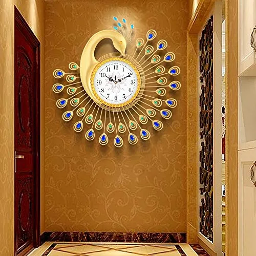 WWFF European Modern Minimalist Living Room Decorative Artist Watches with Quartz Clock Mute Creative Clock Peacock 70 24cm